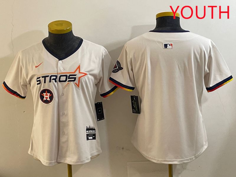 Youth Houston Astros Blank Cream Three generations Joint Name 2025 Nike MLB Jersey style 4104